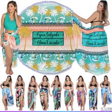 Canga Saida de Praia Redonda com Franja de Algodäo - Alma Lavada94