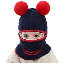 Touca Gorro Bebê Infantil Cobre Orelhas Pompom Azul