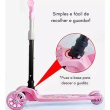 Patinete Dobrável Infantil 3 Rodinhas rosa Lazer criança