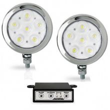 Farol de Milha Strobo Estrobo Safetycar Redondo Led Amarelo Corpo Cromado Par