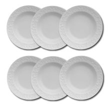 Conjunto de Pratos Fundos Germer Tassel em Porcelana Branco – 6 Peças
