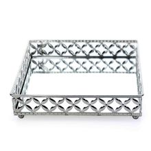 Bandeja Decorativa Quadrada M em Metal Prata com Espelho 5x21 cm - D&#039Rossi