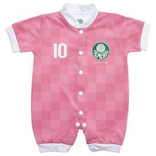 Macacão Bebê Palmeiras Curto Rosa - Torcida Baby