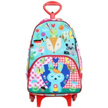 Mochila Escolar com Rodinha - Florestinha - Azul - OD-MEF - Ó Design