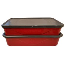 Marmita Fit Dupla 1,3L Vermelho com Talher - Unitermi