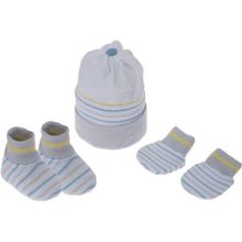 Kit Presente Sapatinho/Luva/Gorro Bebê Azul- Pimpolho