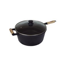 Caçarola de Ferro Com Cabo e Tampa de Vidro - 7 Lt