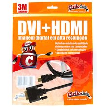 Cabo DVI para HDMI - 3 Metros - Cirilo Cabos