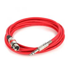 Cabo de Microfone XLR para P10 Estereo - Vermelho - 5 Metros