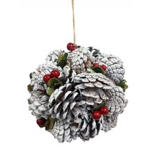 Enfeite de Natal de Bola com Pinhas 18cm Wincy Ref.99030