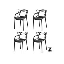 Conjunto com 4 Cadeira Allegra Masters Polipropileno Sala,Cozinha, Jantar, Empilhavel Preta