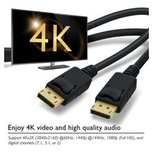 Cabo Displayport 1.4A 240Hz 8K 1.8M Triplo Blindado + Trava
