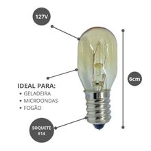 Lâmpada Incandescente 15W Bocal E14 110V Amarelada Brastemp
