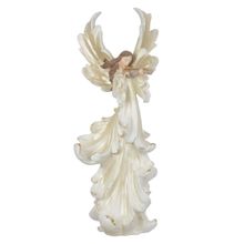 Escultura Decorativa Anjo Natalino em Resina Branco e Bege 36,5x10 cm F04 - D&amp;#039Rossi