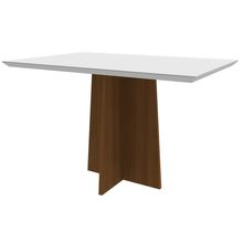 Mesa de Jantar Retangular Tampo com Vidro Sabrina 120 cm Off White Base Imbuia - D'Rossi