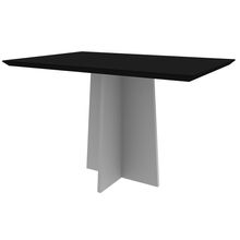 Mesa de Jantar Retangular Tampo com Vidro Sabrina 120 cm Preto Base Off White - D'Rossi