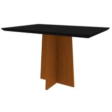 Mesa de Jantar Retangular Tampo com Vidro Sabrina 120 cm Preto Base Ypê - D'Rossi