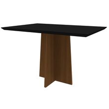 Mesa de Jantar Retangular Tampo com Vidro Sabrina 120 cm Preto Base Imbuia - D'Rossi