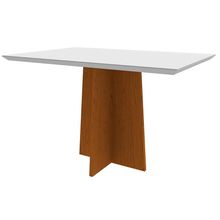 Mesa de Jantar Retangular Tampo com Vidro Sabrina 120 cm Off White Base Ypê - D'Rossi