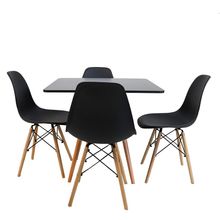 Kit Mesa Eiffel Preta Quadrada (80cm) + 04 Cadeiras Eiffel