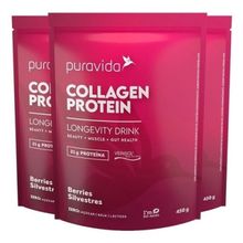 Kit (3 X 450g) Collagen Protein Berries Silvestre - Puravida