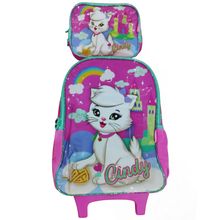 Kit Mochila Infantil Com Lancheira Gatinha Cindy Rosa Luxcel
