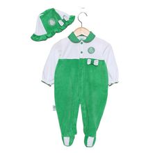 Macacão Bebê Palmeiras Plush Com Gorro Feminino Oficial