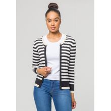 Casaco Listrado Modal Preto | Pau a Pique PRETO/BEGE/OFF WHITE - P