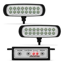 Farol Strobo Estrobo Safetycar Luz Milha Slim Led Vermelho Carcaça Preta Par
