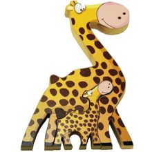 Quebra Cabeça Zoo Filhotes Madeira - Girafa - Amarelo - 73622 - Maninho Artesanatos