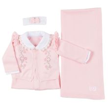 Saída de Maternidade Bebê em Tricô Zuzu Rosa RN - Fofinho
