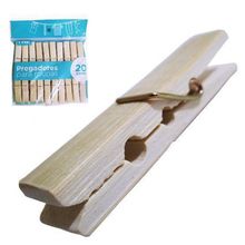 Prendedor De Roupa De Bambu Com 20 Unidades