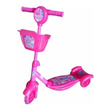 Patinete infantil 3 rodas com cesta rosa para crianças