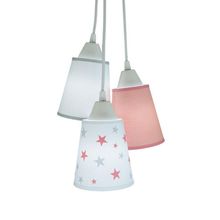 Lustre Pendente Luminária Cacho Aplique Estrela Rosa E Cinza