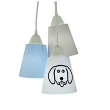 Lustre Pendente Luminária Cacho Aplique Cachorro Bege E Azul