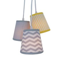 Lustre Pendente Triplo Bebê Chevron Cinza E Amarelo