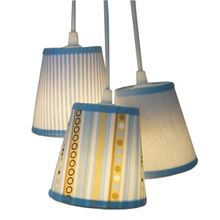 Lustre Pendente Luminária Teto Azul E Bege Bivolt