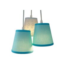 Lustre Pendente Teto Cacho Azul E Renda Branca Bivolt