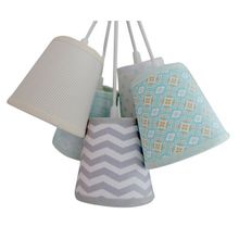 Lustre Pendente Chevron Crie Casa Cinza e Verde Água Bivolt