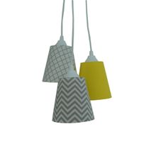 Lustre Pendente Bebê Chevron Amarelo e Cinza Bivolt