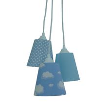 Lustre Pendente Infantil Nuvens Tons De Azul E Branco Bivolt