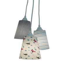 Lustre Pendente Cacho Bebê 3 Cúpulas Aviãzinho Bivolt