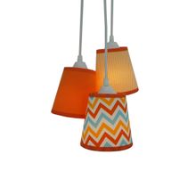 Lustre Pendente Teto Cacho Chevron Tons de Laranja Bivolt