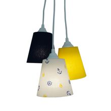 Lustre Pendente Náutico Bebê Azul Marinho E Amarelo Bivolt