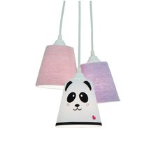 Lustre Pendente Luminária Cacho Triplo Frufru E Panda Bivolt
