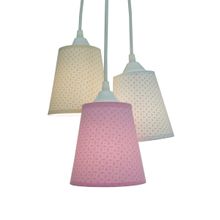 Lustre Pendente Arabesco Bebê Rosa, Bege E Branco Bivolt