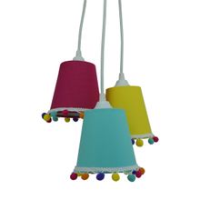 Lustre Pendente Teto Quarto Infantil Pompons Coloridos Bivolt
