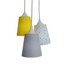 Lustre Pendente Infantil Geométrico Amarelo E Cinza Bivolt