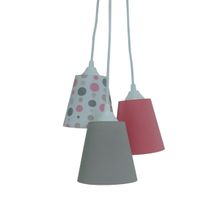 Lustre Pendente Quarto de Bebê Poás Rosa e Cinza Bivolt