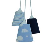 Lustre Infantil Nuvens E Chevron Tons De Azul E Branco Bivolt